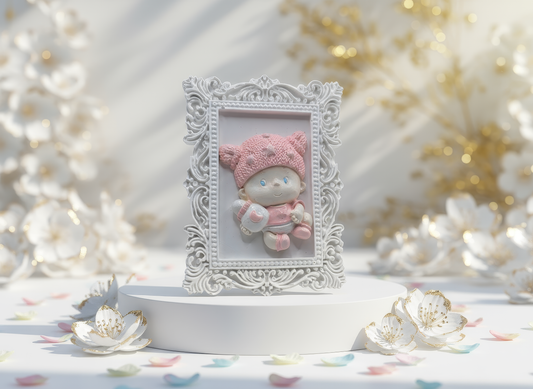 „Amintire botez bebeluș cu biberon în ramă, culori pastel
personalizabile