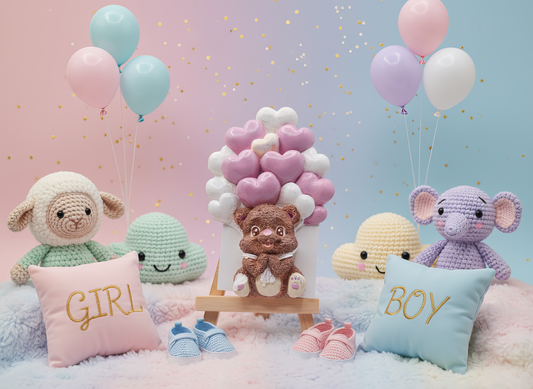 Amintire botez ursuleț cu inimioare color pastel,
personalizabilă