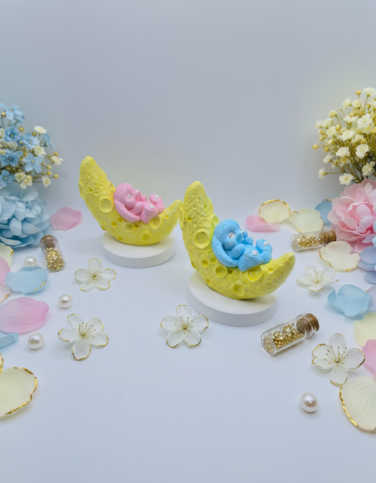 Iepurasl pe lună - mărturie ceramică handmade, cutiuță inclusă