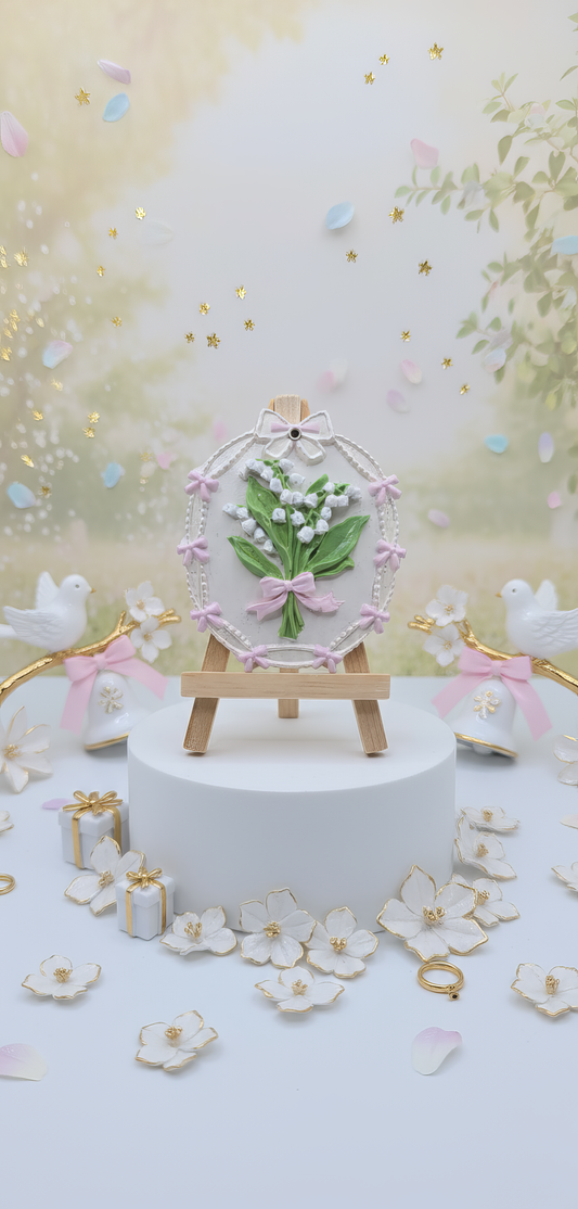 Buchet delicat cu flori și fundiță - mărturie nuntă handmade