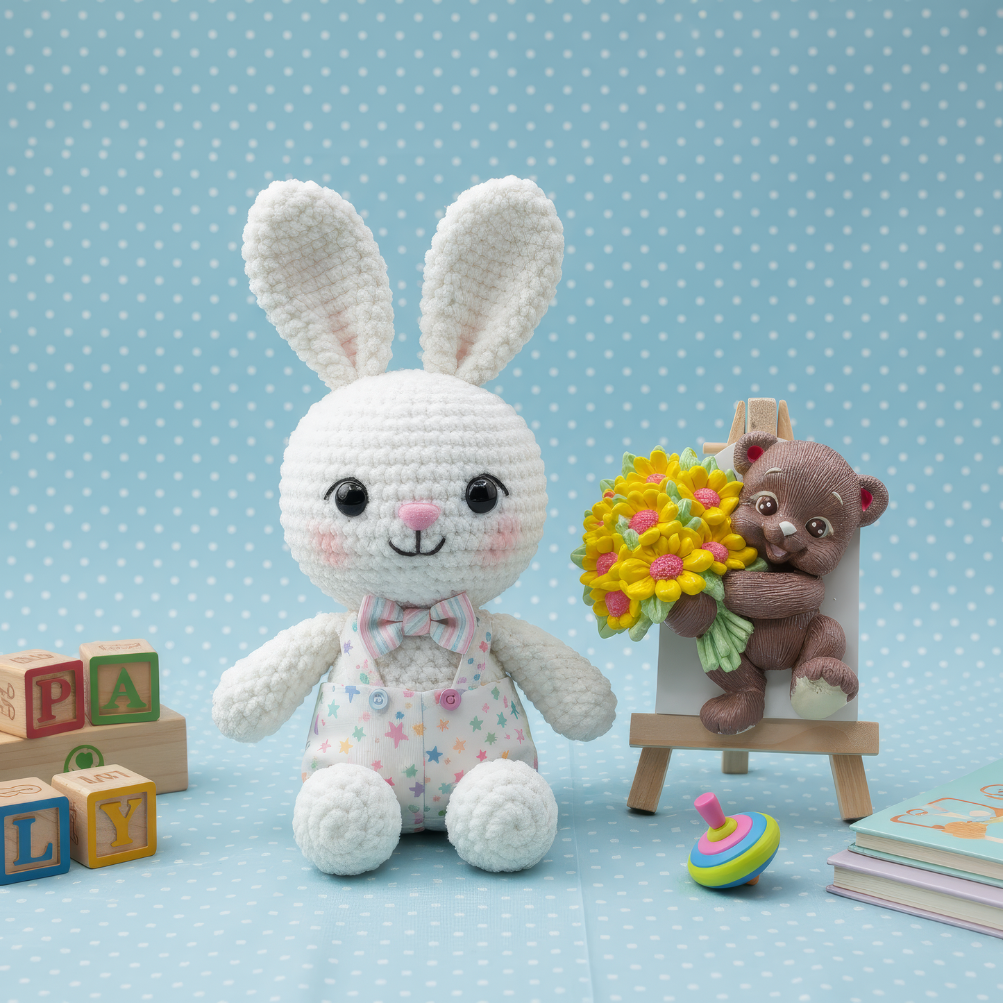 Odorizant ceramic ursuleț cu buchet de flori - cu sticlută parfum 1ml inclusă