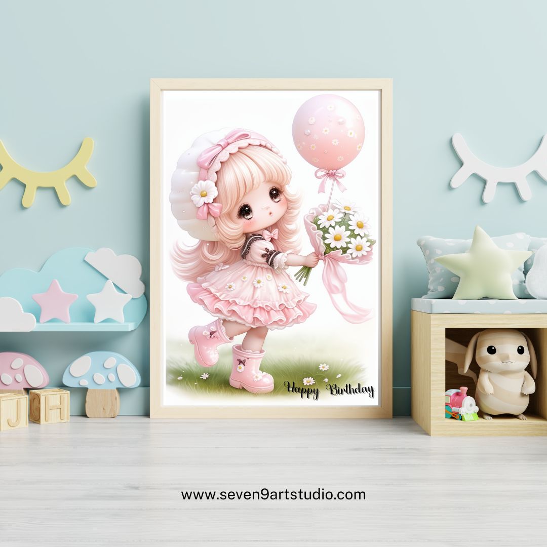 Tablou „Fetița cu balon și flori