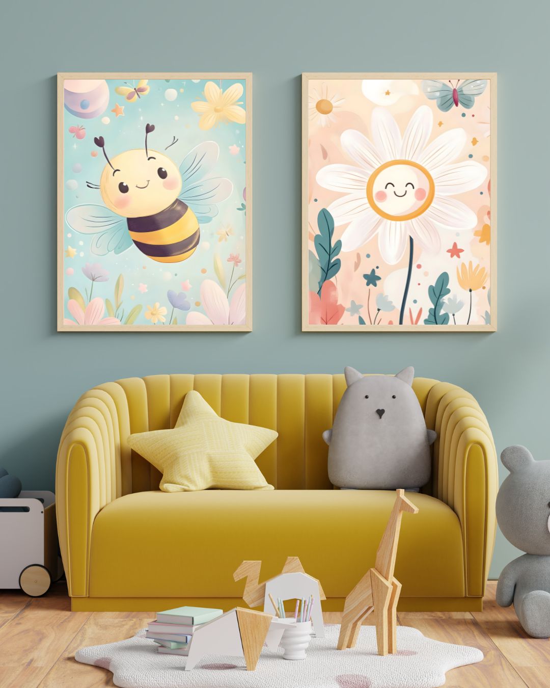 Set 2 Tablouri „Happy Bee & Sunny Flower