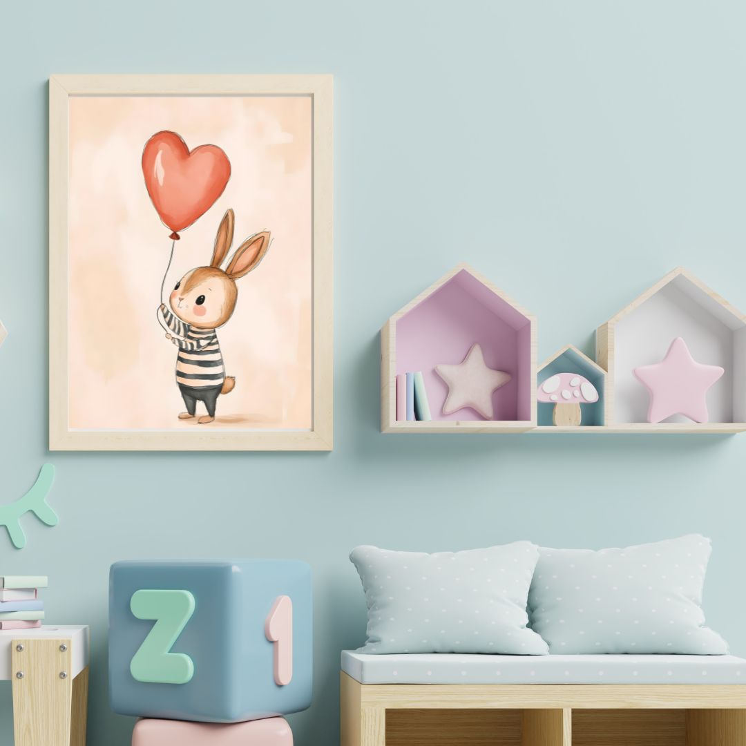 Tablou „Bunny & Heart Balloon