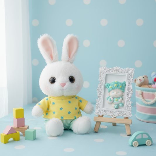 Mărturie ceramică bebeluș cu biberon în ramă decorativă, 
handmade, pictată manual