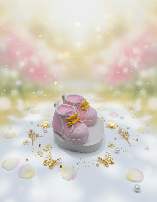 Mărturie botez botoșei roz din ceramică, decor pastel 
elegant