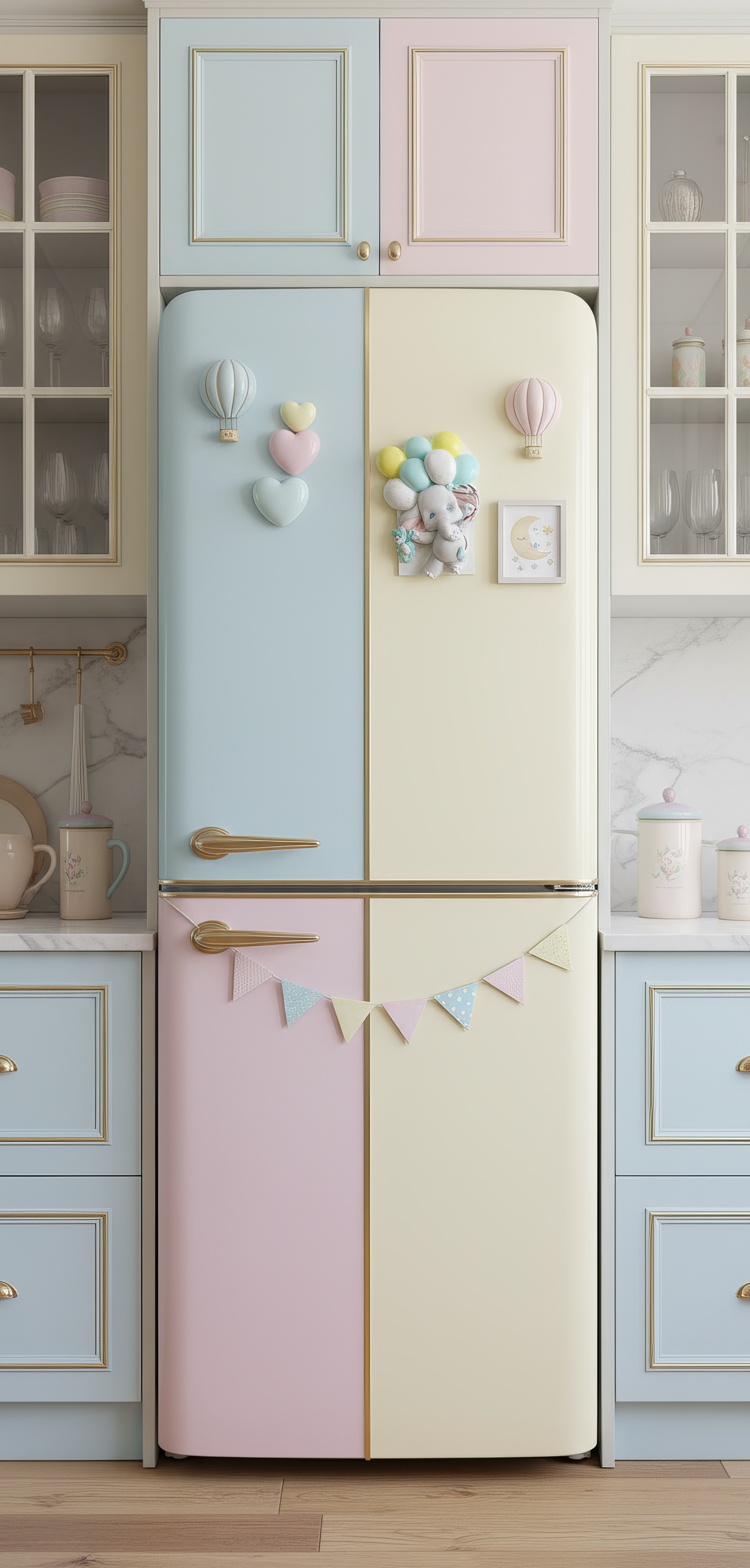 Amintire botez elefănțel cu baloane, decor pastel cu flori și 
fluturi