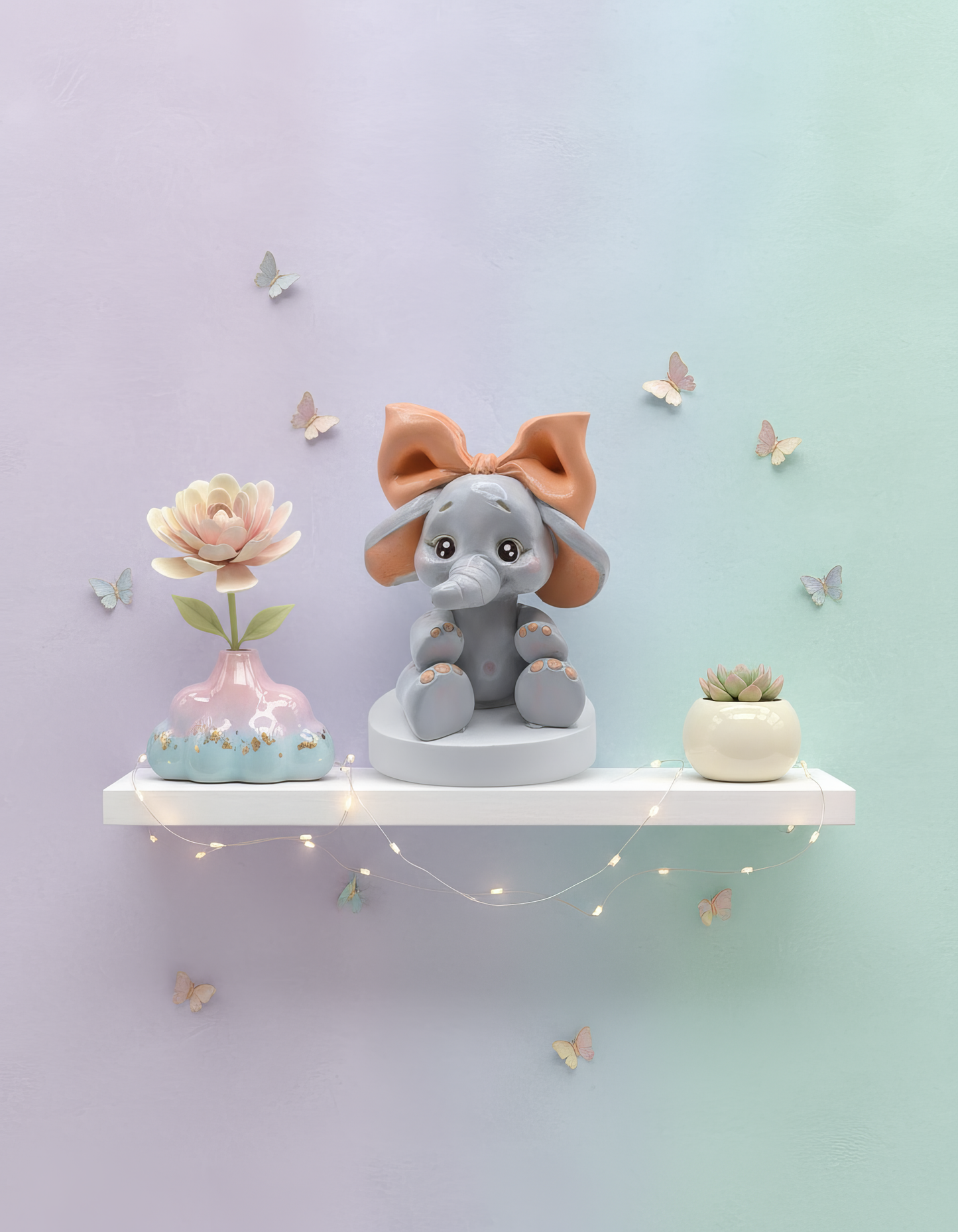 Amintire botez/baby shower elefănțel decorativ, 
handmade, pastel