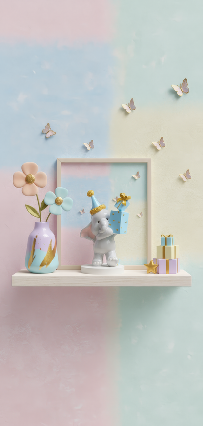 Elefănțel ceramic handmade cu cadou, ideal ca decor 
aniversar sau botez