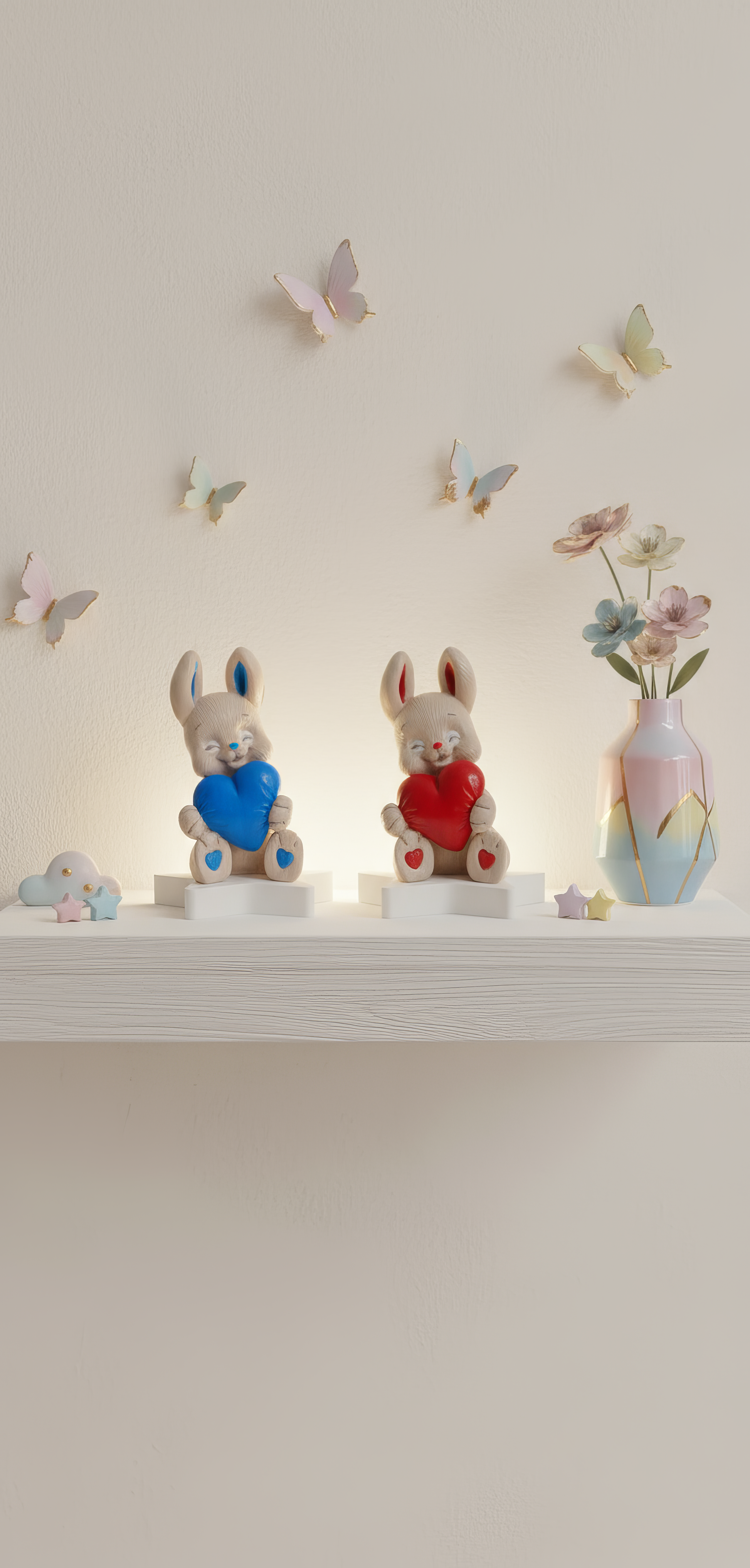 Mărturie ceramică iepuraș cu inimă roșie, 
handmade, pictat manual