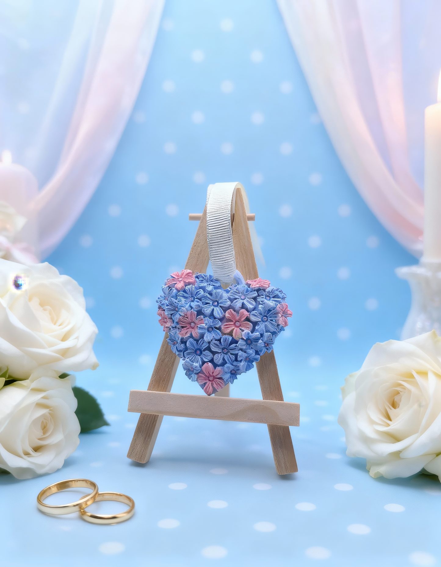 Inimă florală parfumată, set de două modele, perfectă pentru 
nuntă sau botez