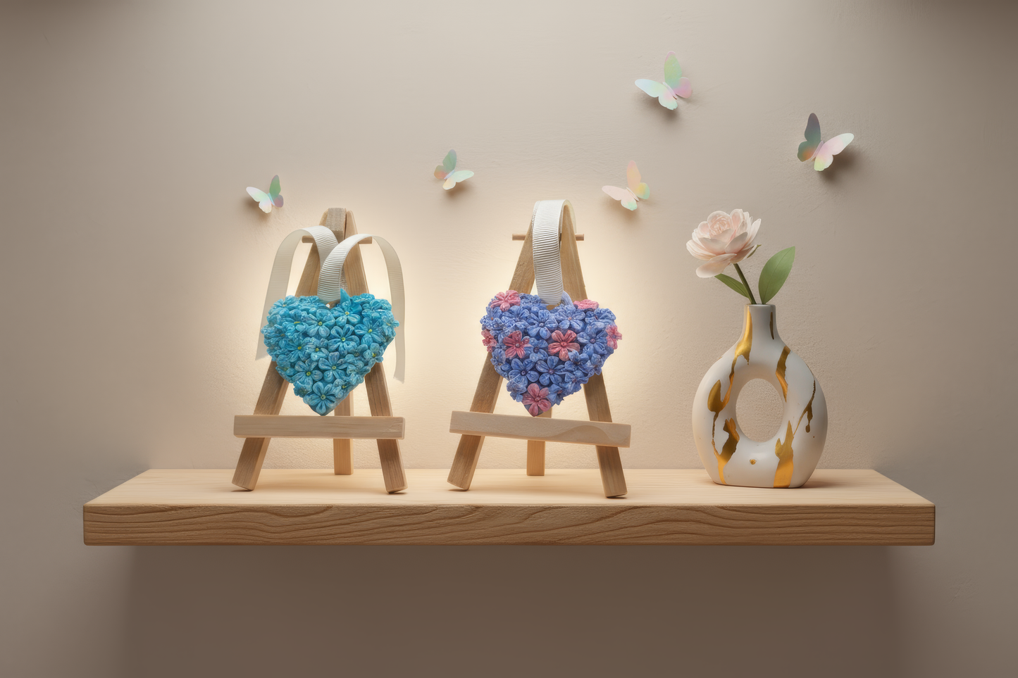 Inimă florală parfumată, set de două modele, perfectă pentru 
nuntă sau botez