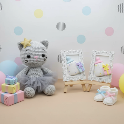 Mărturie ceramică ramă decorativă cu biberon și cadou, 
handmade, pictată manual