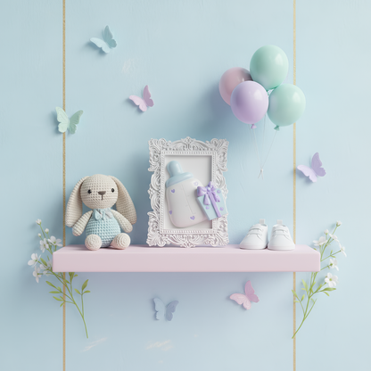 Mărturie botez ceramică ramă biberon pastel, decorată 
cu fundiță și cadou