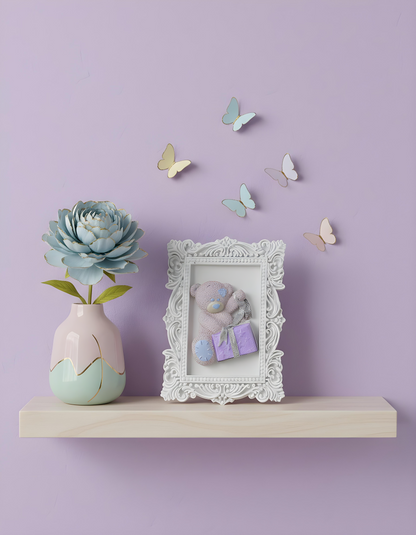 Mărturie ceramică ramă cu ursuleț și cadou, handmade, 
pictată manual