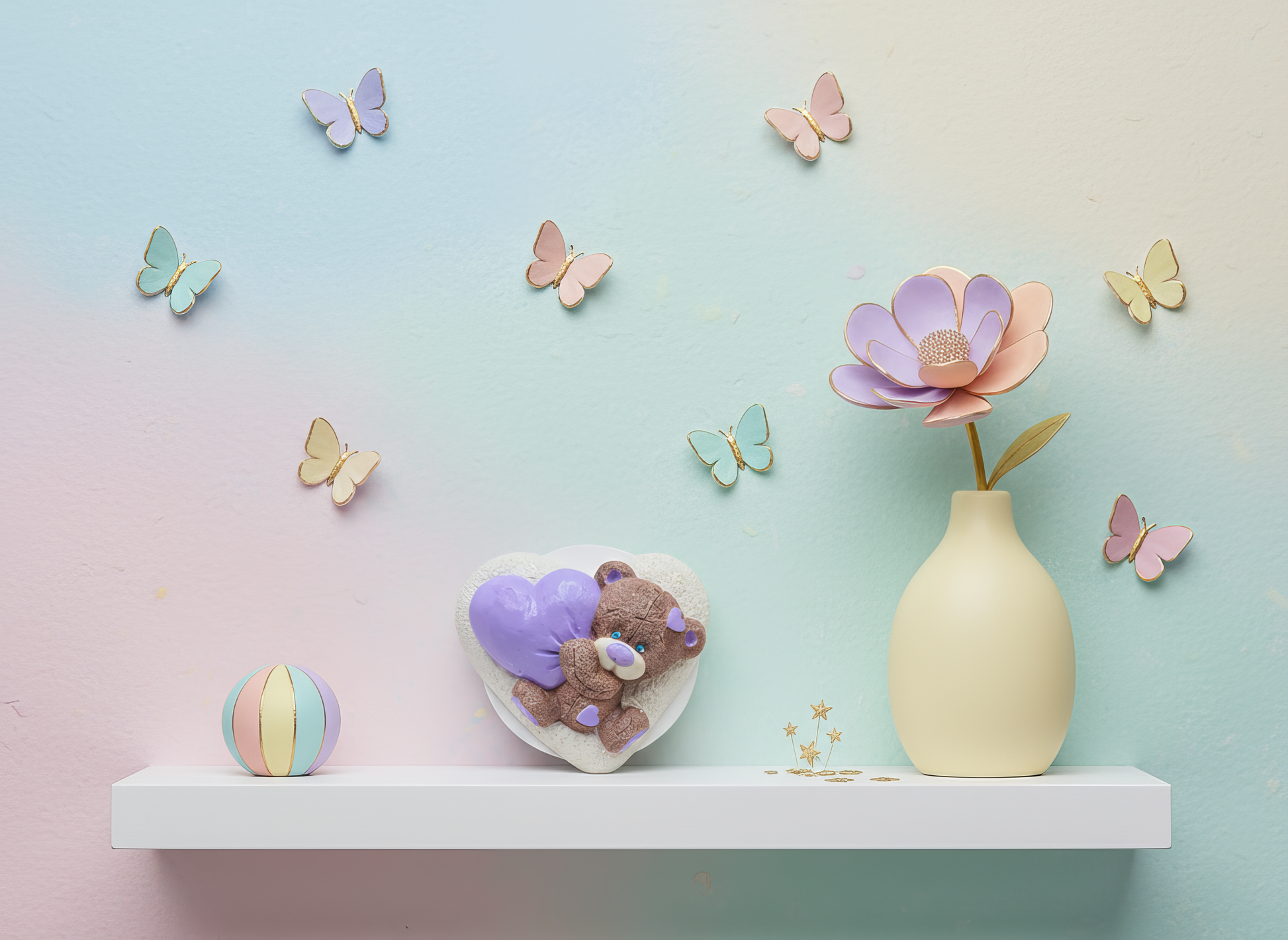 Magnet decorativ ursuleț cu inimă galbenă pe frigider, cadou pentru invitați