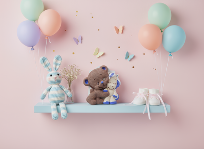 Figurină ceramică handmade, ursuleț cu unicorn, detalii 
pictate manual