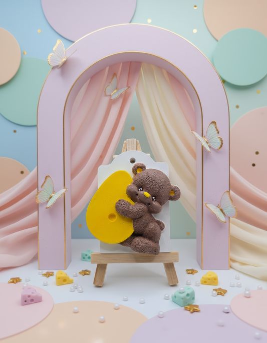 Magnet ursuleț cu numarul 6  - mărturie ceramică handmade, cutiuță inclusă