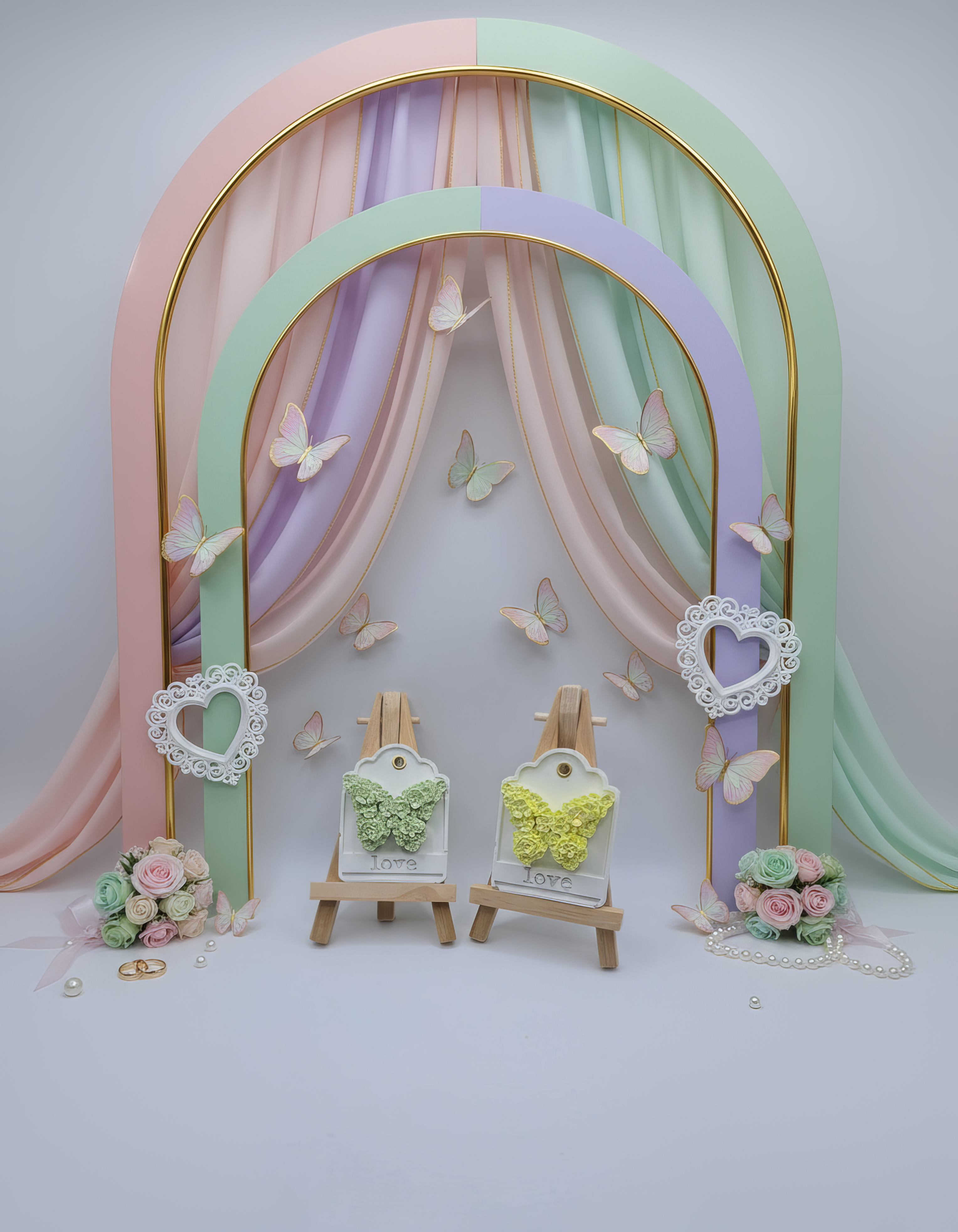 Fluture Love cu detalii florale - mărturie nuntă parfumată handmade