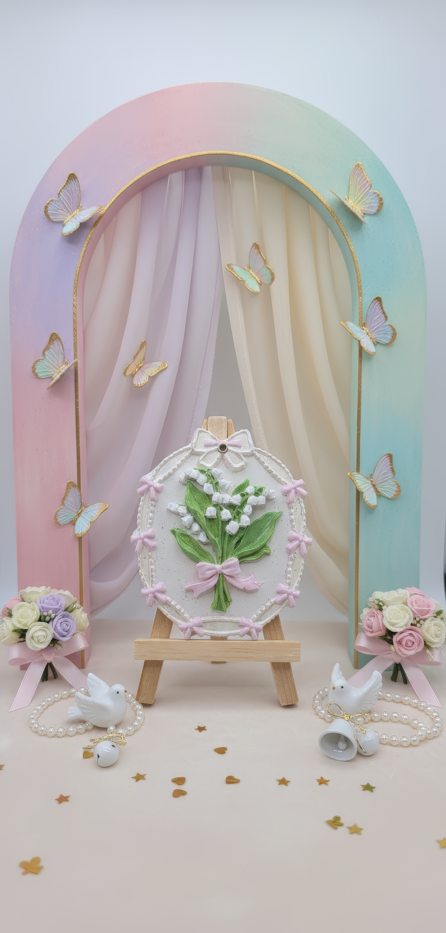 Odorizant ceramic buchet delicat cu flori și fundiță - cu sticlută refill 1ml inclusă