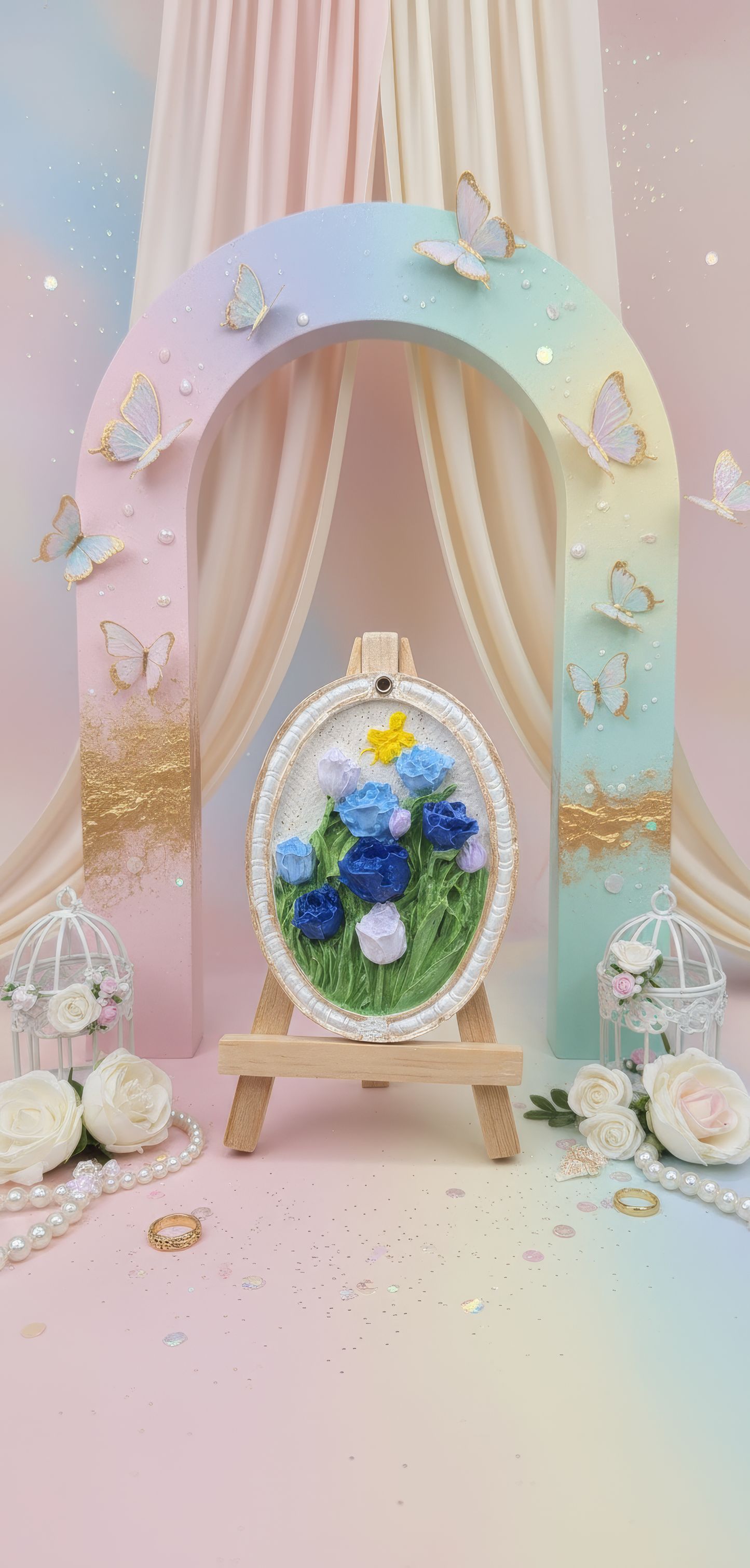 Odorizant ceramic cu flori parfumat - ceramică handmade cu sticlută 1ml inclusă