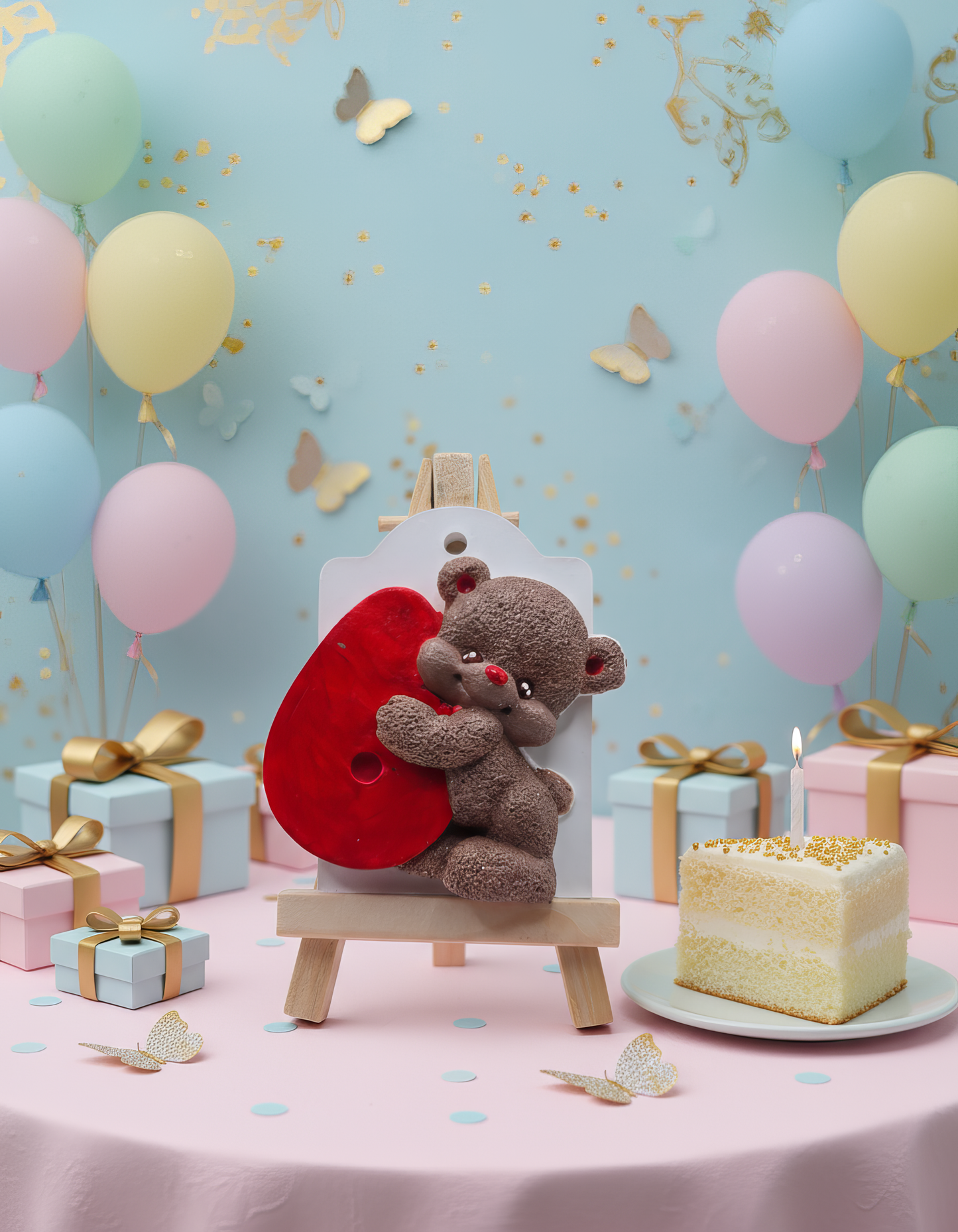 Magnet ursuleț cu numarul 6  - mărturie ceramică handmade, cutiuță inclusă