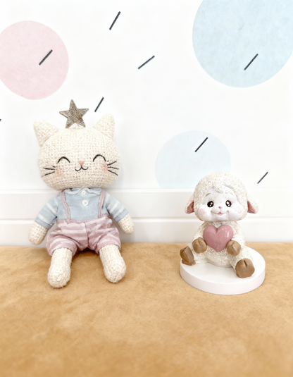 Mielușel cu inimioară pastel - ceramică handmade, cutiuță cadou inclusă