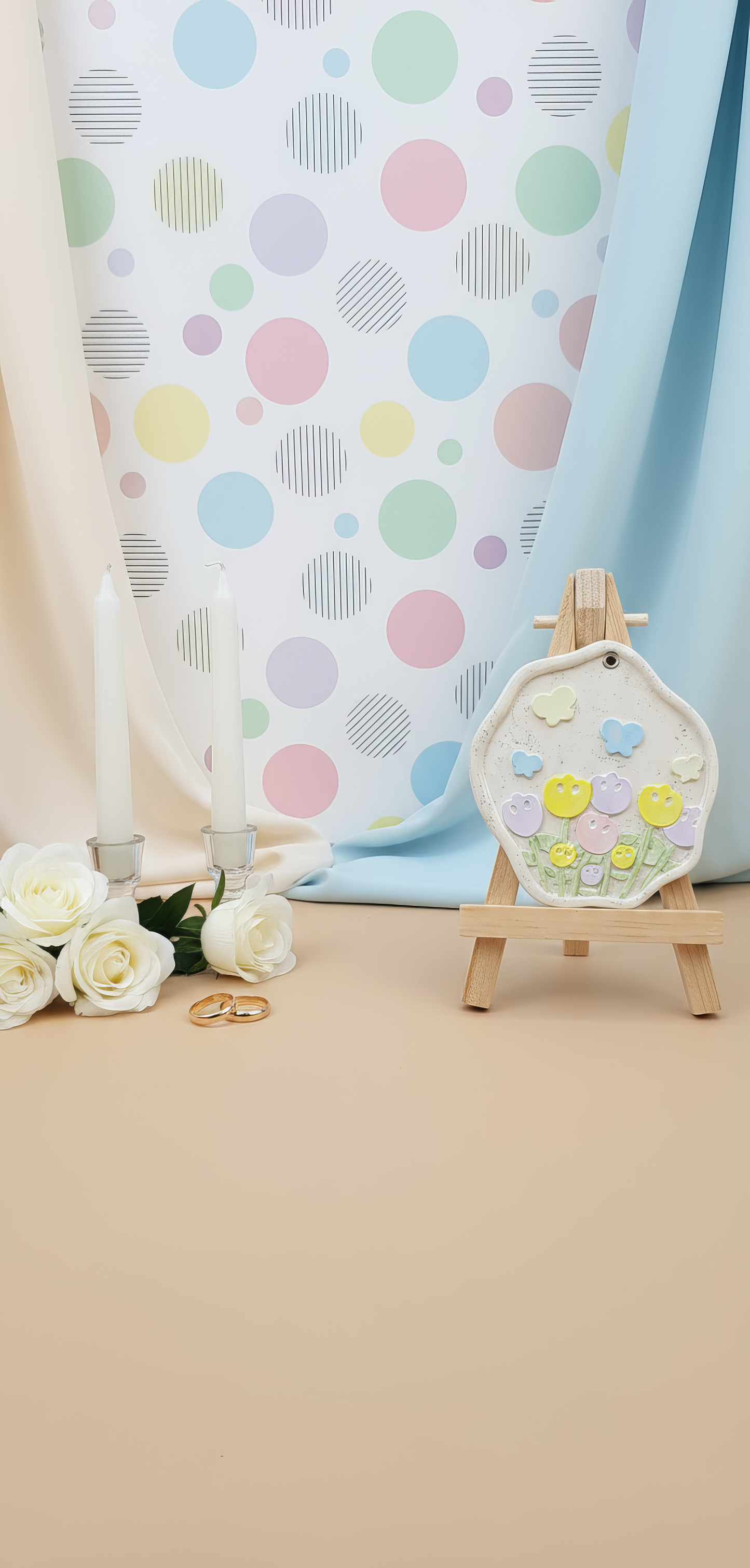 Mărturie nuntă florală pastelată - magnet handmade