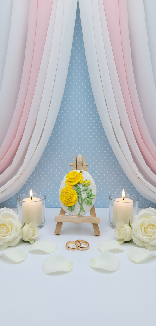 Magnetel floral oval cu odorizant - mărturie nuntă handmade, decor util și rafinat