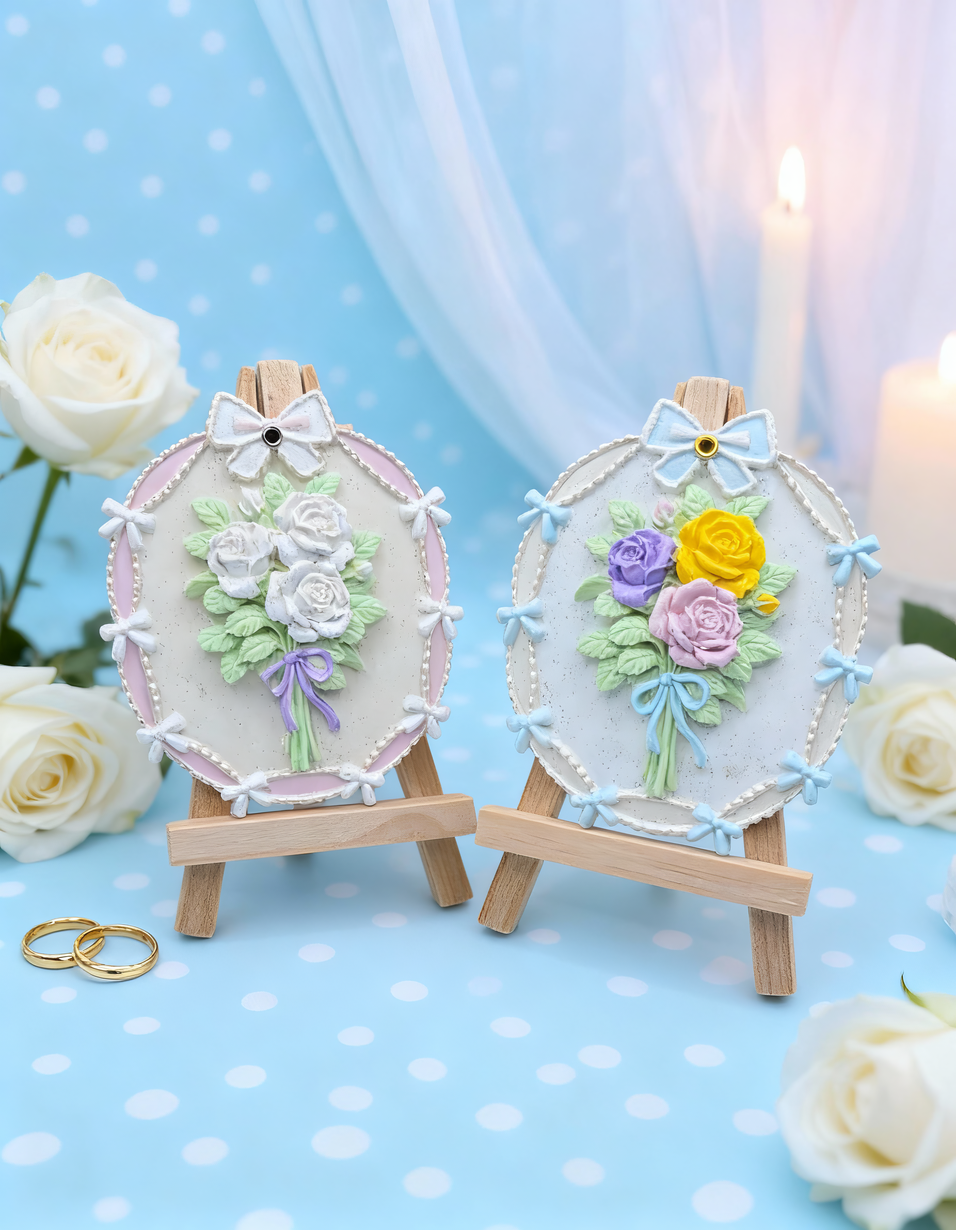 Mărturie nuntă florală  - magnet decorativ cu odorizant handmade