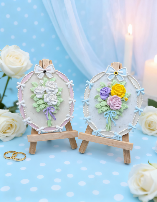 Mărturie nuntă florală  - magnet decorativ cu odorizant handmade