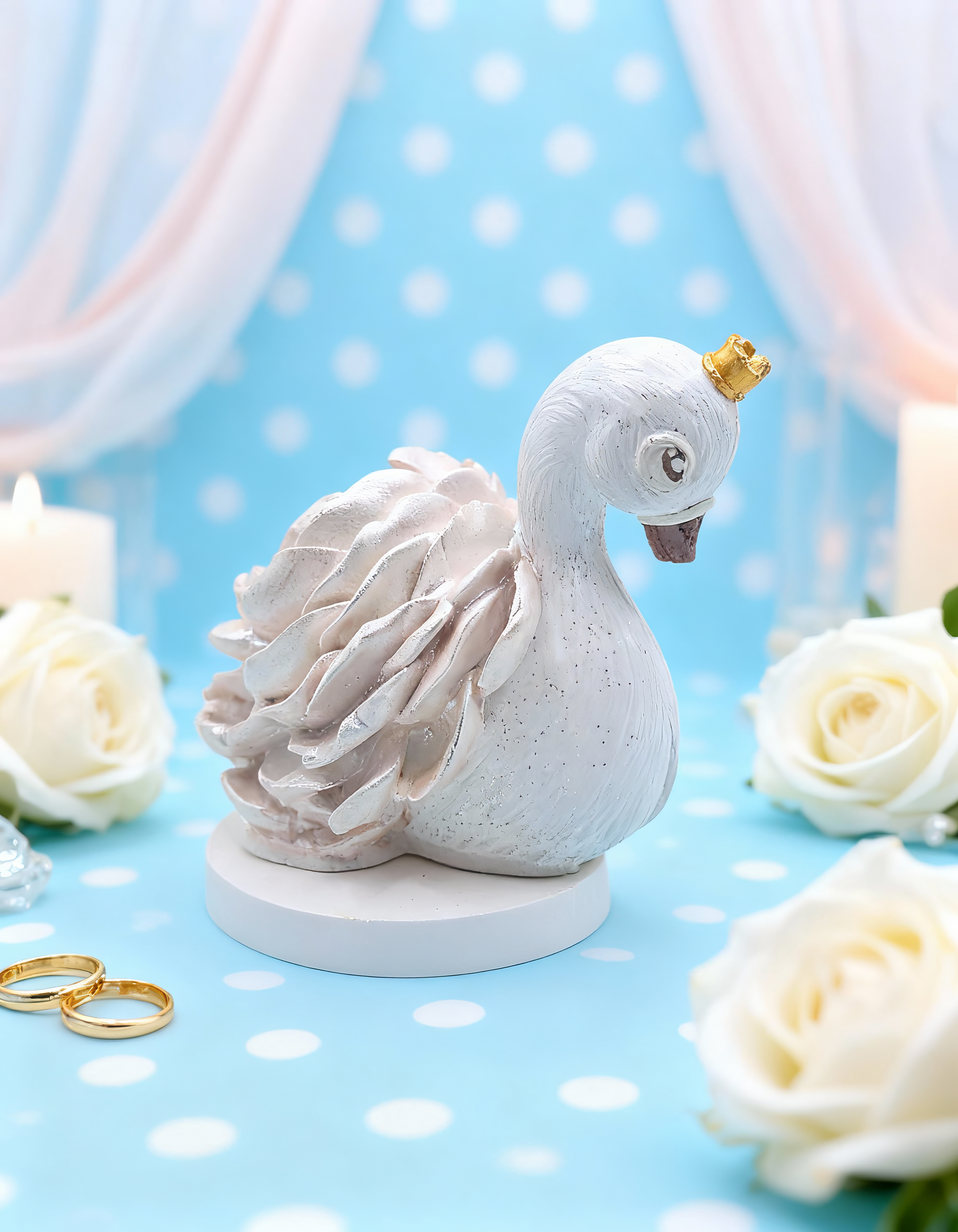 Mărturie nuntă  „Lebede regale" - figurine decorative handmade