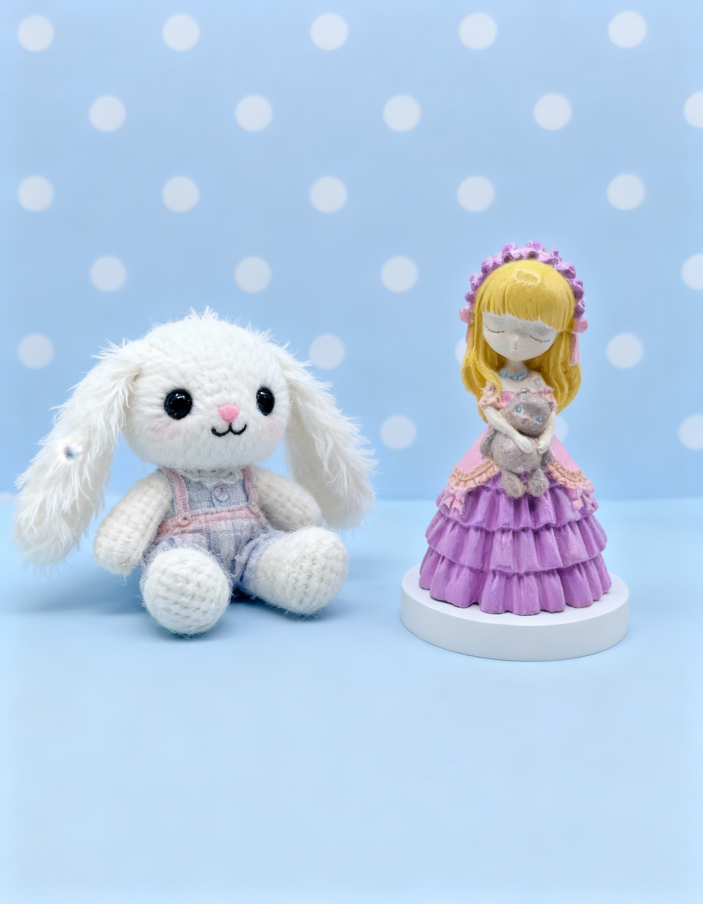 Mărturie fetiță cu ursuleț — Figurină decorativă ceramică pictată manual, cadou elegant pentru invitați