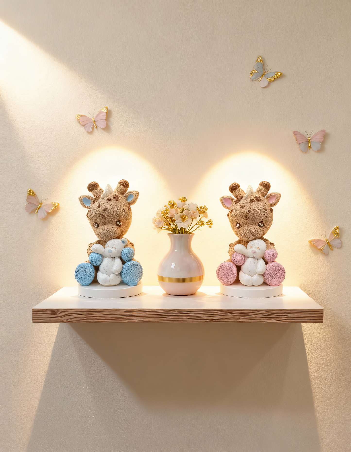 Girafă cu ursuleț  - mărturie ceramică handmade, cutiuță inclusă