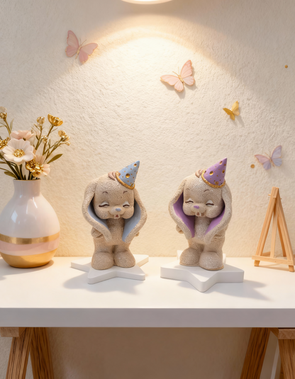 Party Bunny with Hat - handmade ceramic souvenir, box included