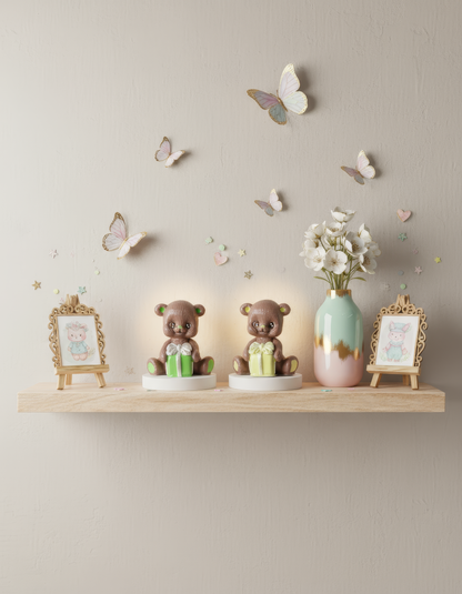 Brown bear with gift - handmade ceramic testimonial, box included