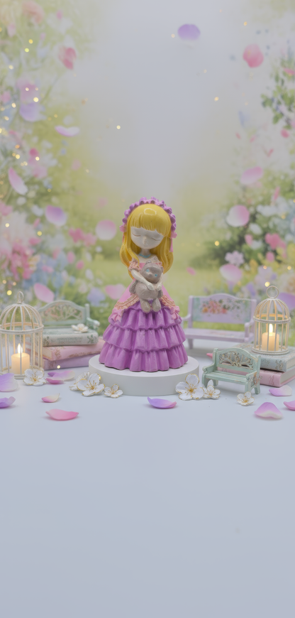 Mărturie fetiță cu ursuleț — Figurină decorativă ceramică pictată manual, cadou elegant pentru invitați