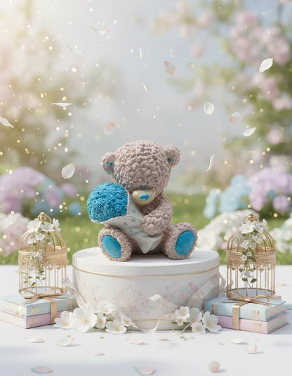 Ursuleț cu buchet albastru parfumat -