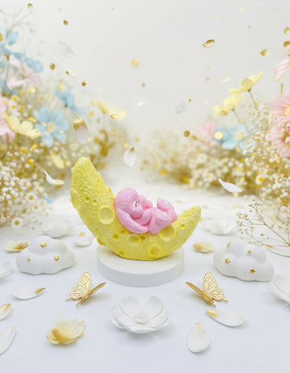 Iepurasl pe lună  - mărturie ceramică handmade, cutiuță inclusă