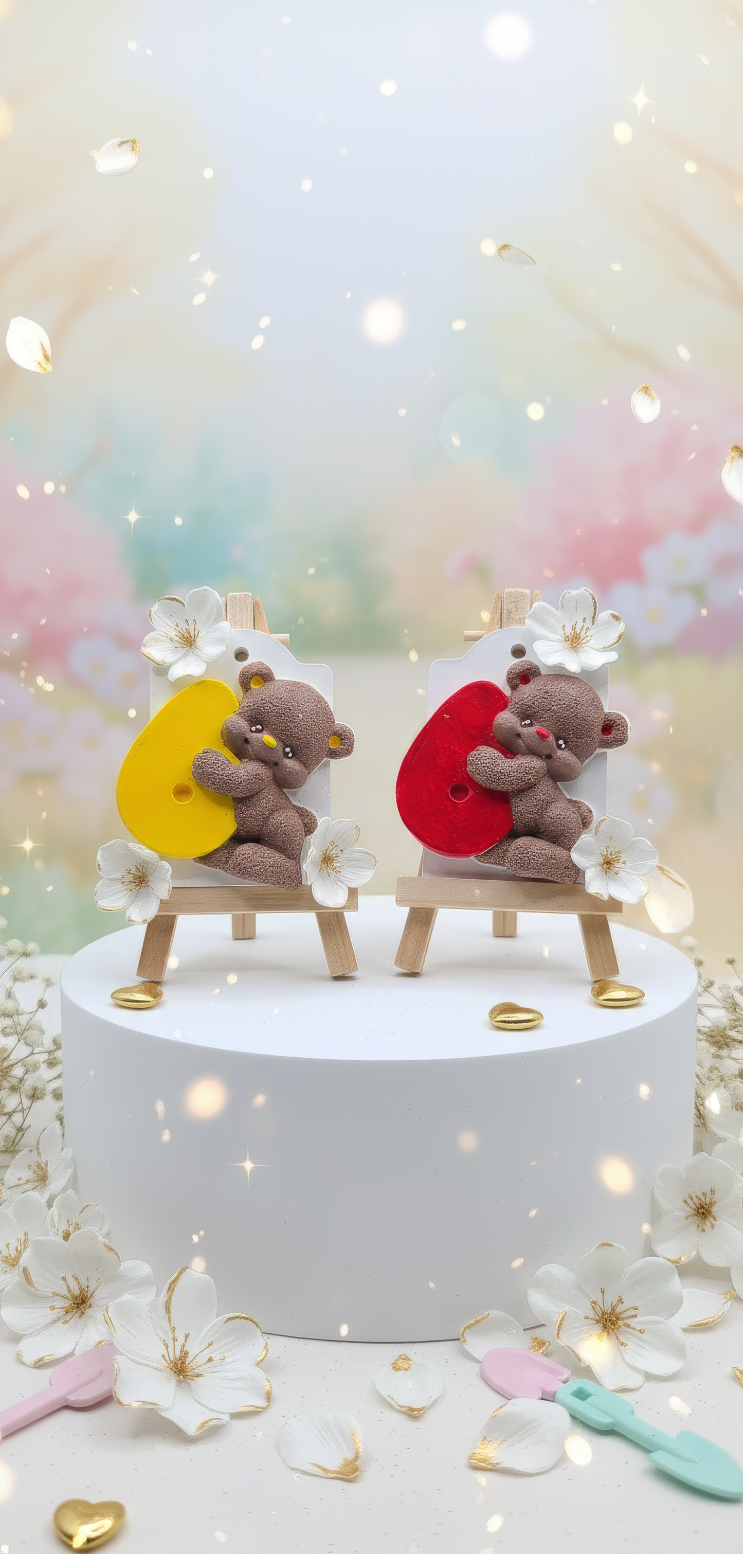 Magnet ursuleț cu numarul 6  - mărturie ceramică handmade, cutiuță inclusă