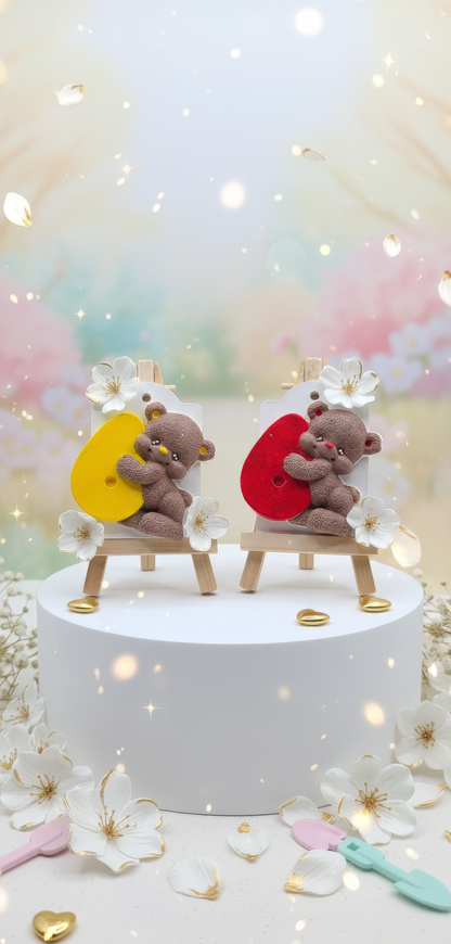 Magnet ursuleț cu numarul 6  - mărturie ceramică handmade, cutiuță inclusă