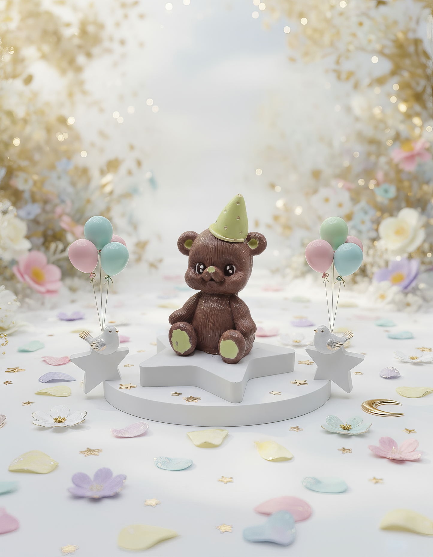 Ursuleț Party cu pălărie - mărturie ceramică handmade, cutiuță inclusă