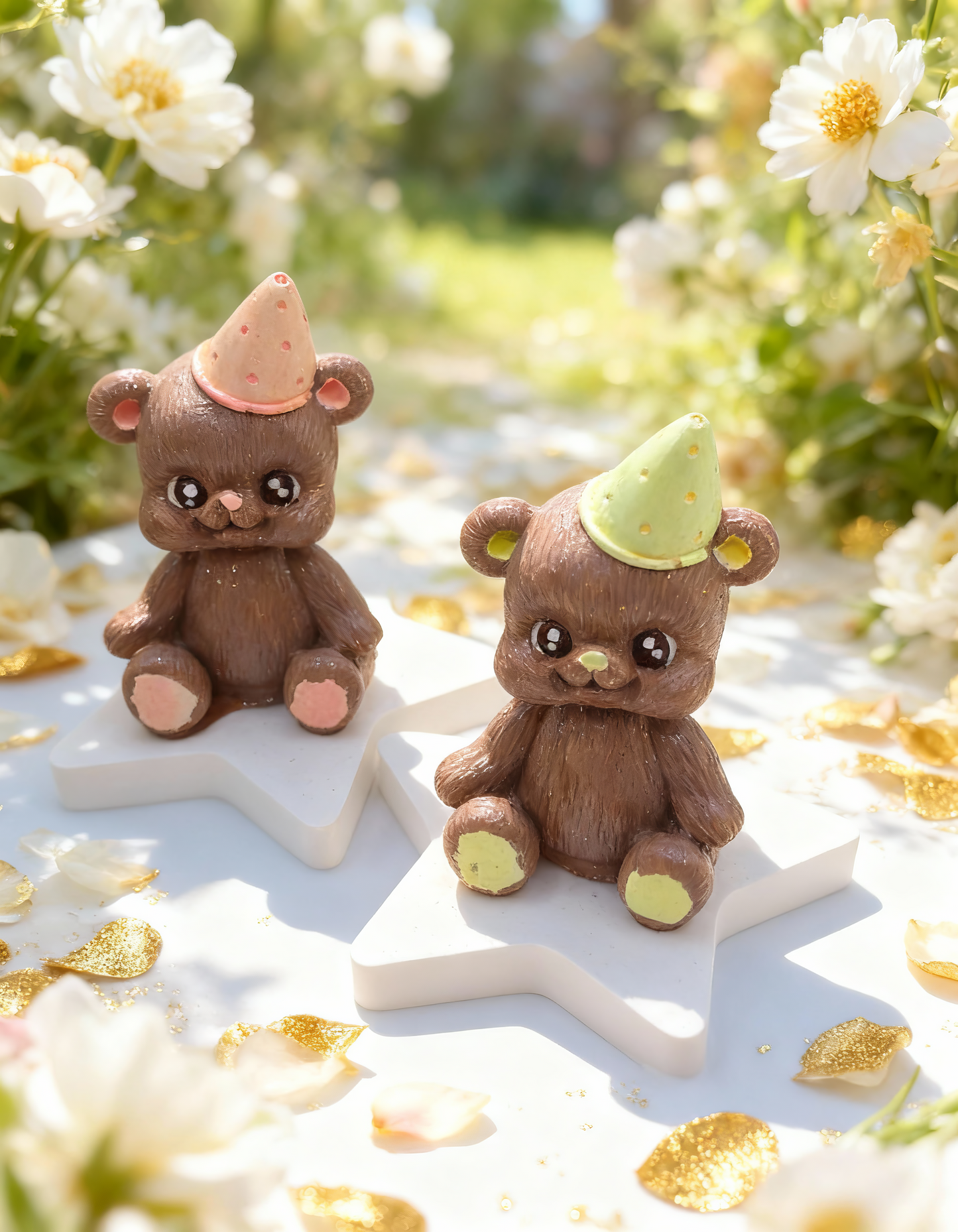 Ursuleț Party cu pălărie - mărturie ceramică handmade, cutiuță inclusă