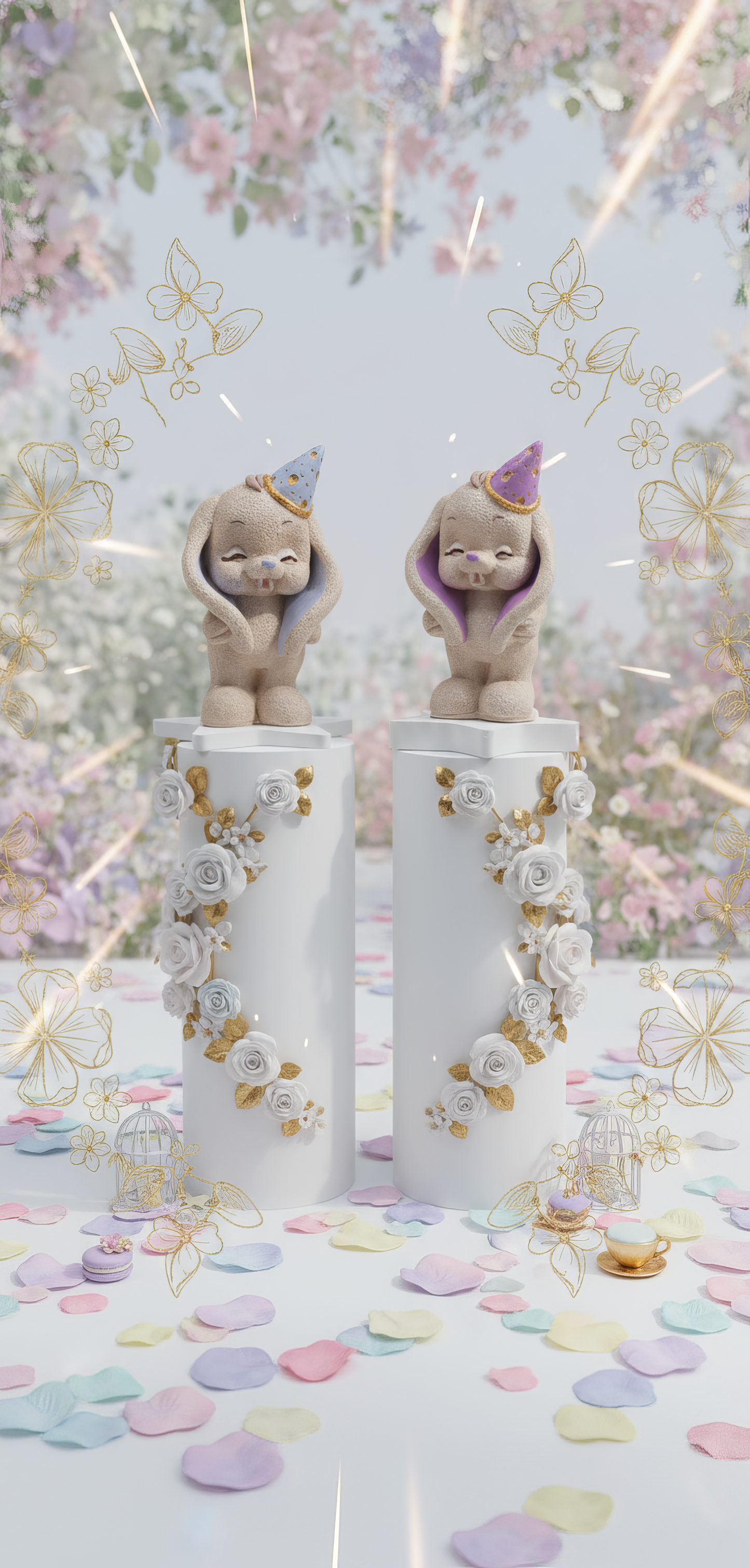 Party Bunny with Hat - handmade ceramic souvenir, box included