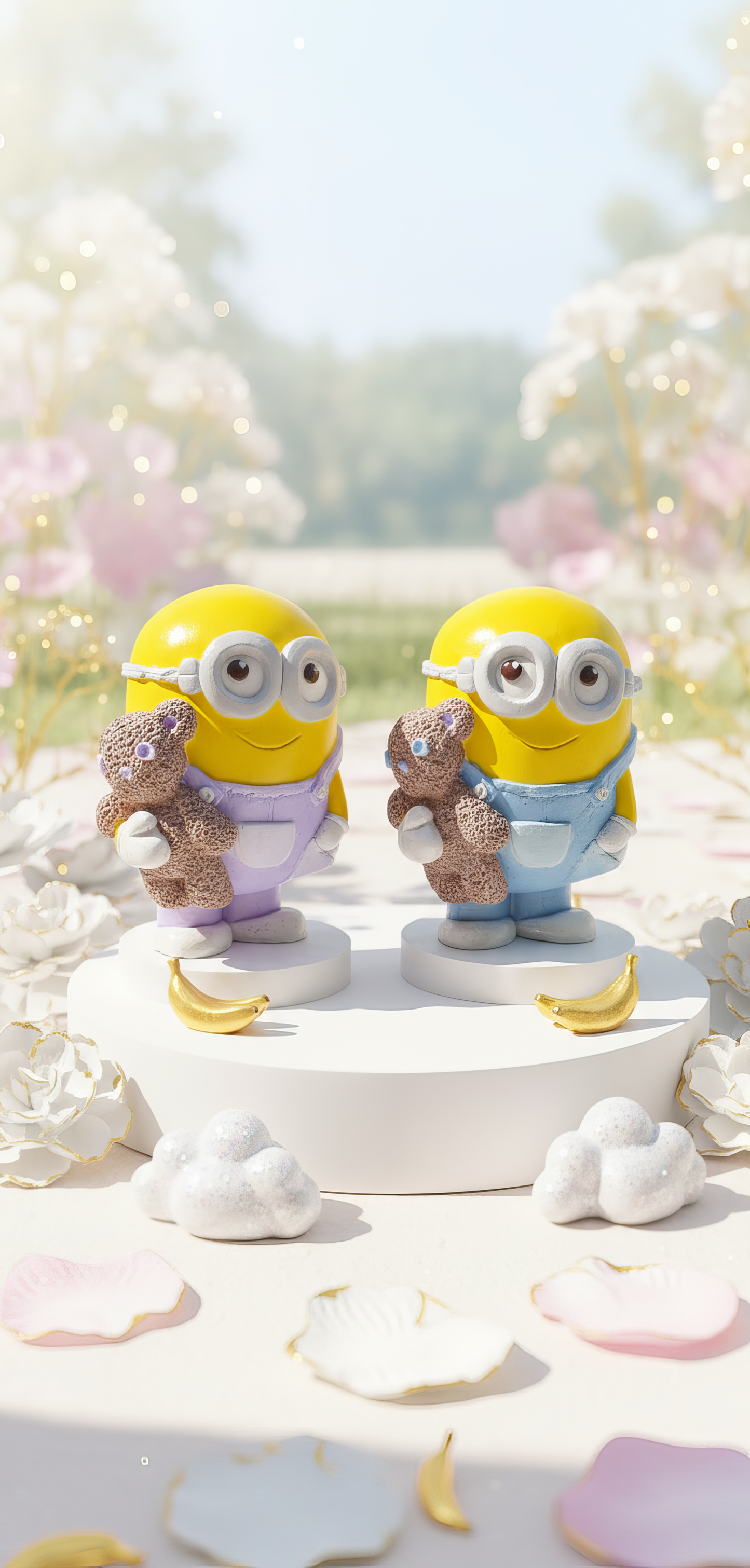 Figurină Minion cu ursuleț - ceramică handmade, cutiuță cadou inclusă