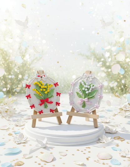 Odorizant ceramic buchet delicat cu flori și fundiță - cu sticlută refill 1ml inclusă