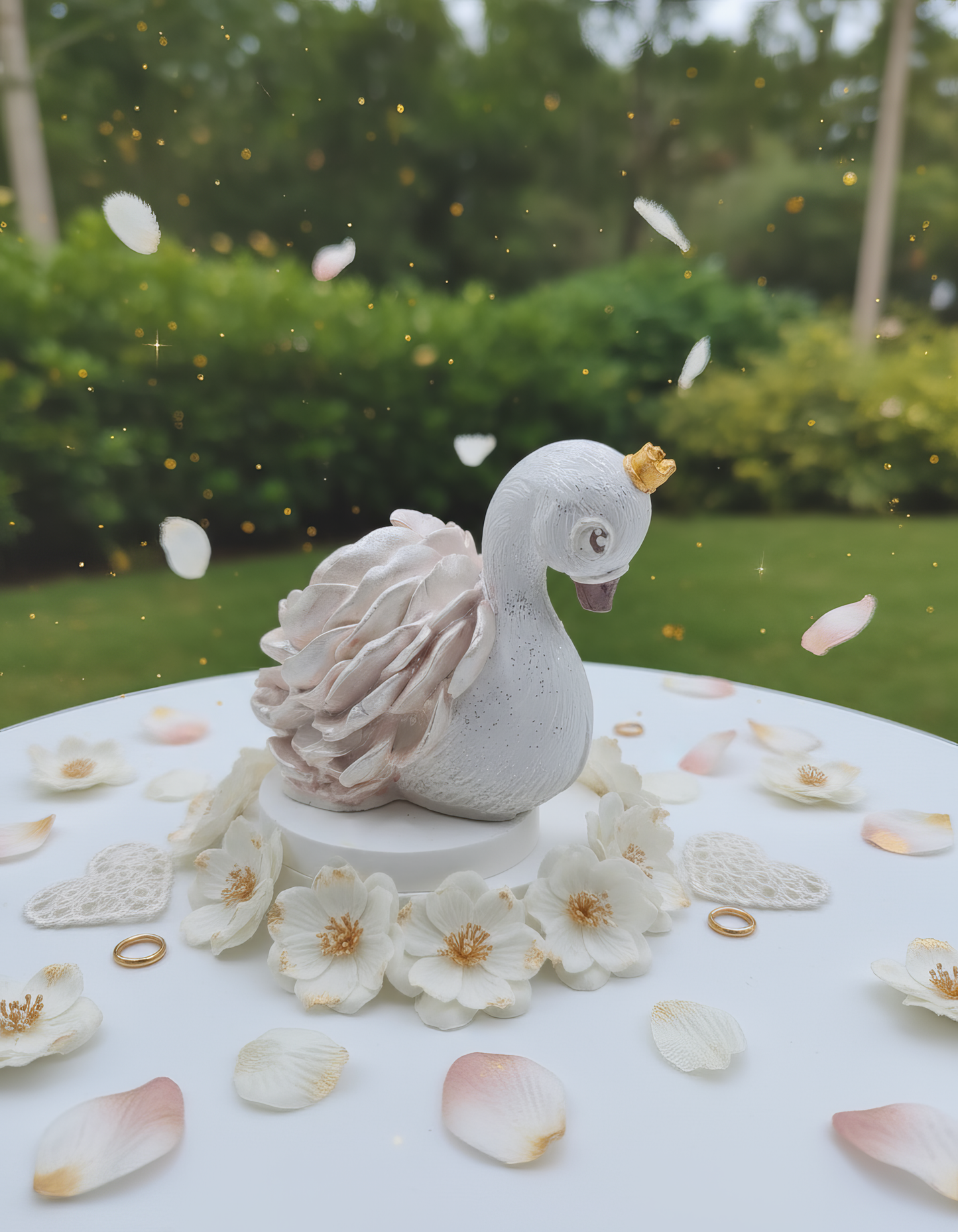 Mărturie nuntă  „Lebede regale" - figurine decorative handmade