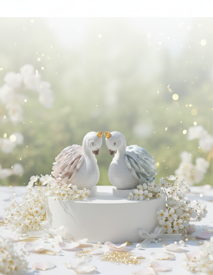 Mărturie nuntă  „Lebede regale" - figurine decorative handmade