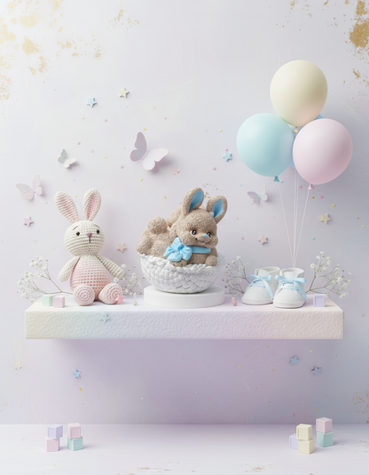 Iepurași în coș pentru gemeni sau frățiori - mărturie ceramică handmade, cutiuță inclusă