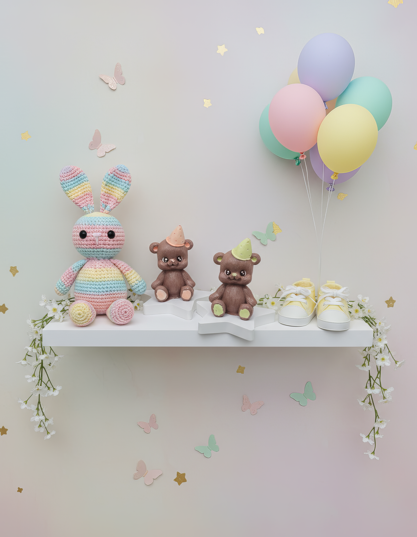 Ursuleț Party cu pălărie - mărturie ceramică handmade, cutiuță inclusă